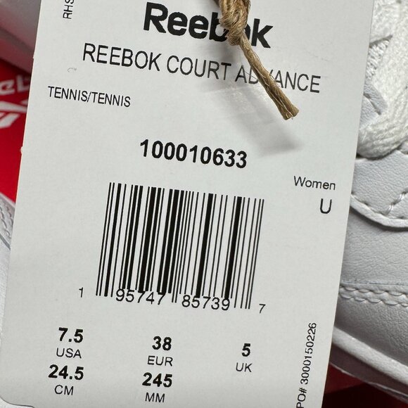 Women's Reebok court advance shoes, wht/cold gry, size 7.5 - Picture 4 of 5